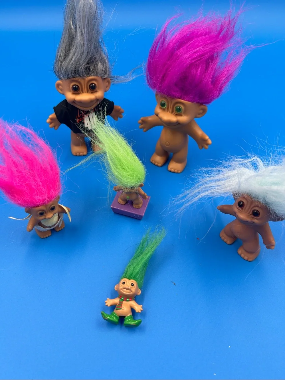 6 Classic Colorful Troll Dolls Pack - Neon Hair Trolls RUSS